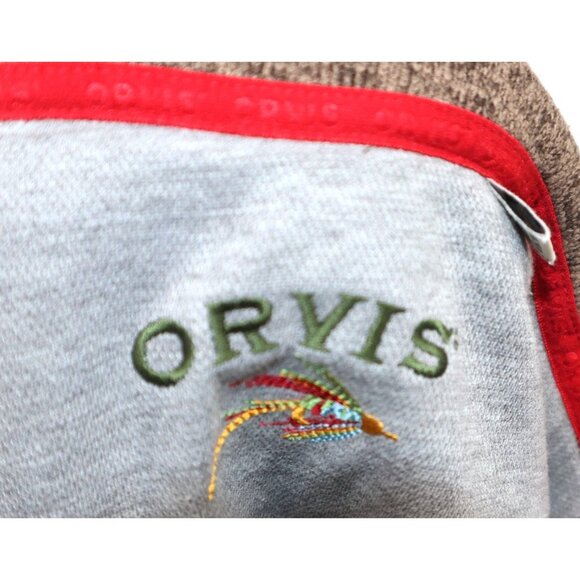 Orvis Mens Brown Fleece Zip-Up Vest W/ Red Accents & Pockets Gorpcore Heritage - Picture 2 of 10
